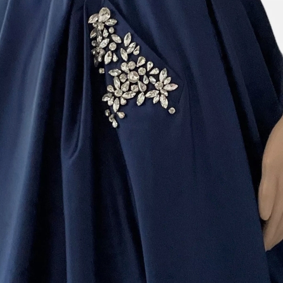 Sherri Hill Silver Blue Ruched Strapless Prom Gown - Picture 4 of 8